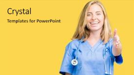  Presentation with medical business - Presentation with isolated background smiling friendly offering background and a yellow colored foreground