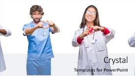  Presentation with people collage - PPT theme with isolated background smiling in love background and a light blue colored foreground