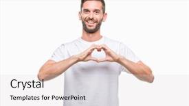  Presentation with hands heart - Slide deck with isolated background smiling in love background and a white colored foreground