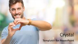  Presentation with hands the shape of a heart - Audience pleasing PPT theme consisting of isolated background smiling in love backdrop and a soft green colored foreground