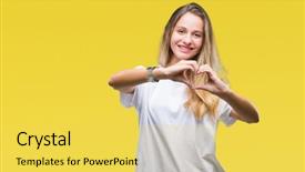 Presentation with hands the shape of a heart - Cool new PPT layouts with isolated background smiling in love backdrop and a yellow colored foreground
