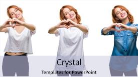  Presentation with hands the shape of a heart - Audience pleasing theme consisting of isolated background smiling in love backdrop and a light blue colored foreground