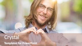  Presentation with long hair man - Slide set consisting of isolated background smiling in love background and a  colored foreground