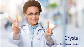  Presentation with medical sign - Cool new PPT theme with isolated background smiling looking backdrop and a  colored foreground