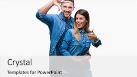  Presentation with young happy couple - Amazing theme having isolated background smiling making frame backdrop and a  colored foreground