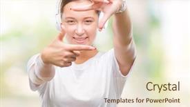  Presentation with 60s 70s music retro - Slide deck with isolated background smiling making frame background and a cream colored foreground