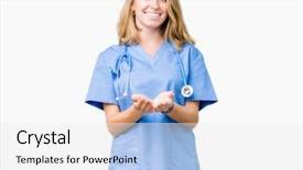  Presentation with medical smiling doctor - Cool new PPT layouts with isolated background smiling with hand backdrop and a white colored foreground