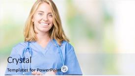  Presentation with medical robot hand and doctor - PPT theme with isolated background smiling with hand background and a light blue colored foreground