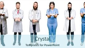  Presentation with people collage - Slide deck with isolated background smiling with hand background and a light blue colored foreground