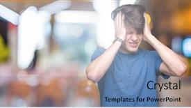  Presentation with man head in hands - Beautiful slide deck featuring isolated background suffering from head backdrop and a  colored foreground