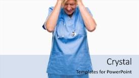  Presentation with stressed nurse - Cool new presentation theme with isolated background suffering from headache backdrop and a  colored foreground
