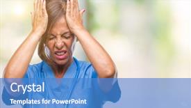  Presentation with stressed nurse - Audience pleasing slide set consisting of isolated background suffering from headache backdrop and a  colored foreground
