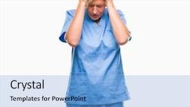  Presentation with stressed nurse - Presentation having isolated background suffering from headache background and a  colored foreground