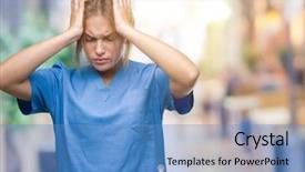  Presentation with stressed nurse - Presentation theme having isolated background suffering from headache background and a  colored foreground