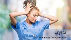  Presentation with african american - Colorful PPT theme enhanced with isolated background suffering from headache backdrop and a light blue colored foreground