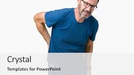  Presentation with back pain - Colorful presentation theme enhanced with isolated background suffering of backache backdrop and a white colored foreground