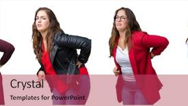  Presentation with plus size fashion model - Amazing slide deck having isolated background suffering of backache backdrop and a red colored foreground