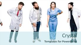  Presentation with successful group of surgeons - Colorful PPT theme enhanced with isolated background suffering of backache backdrop and a light blue colored foreground