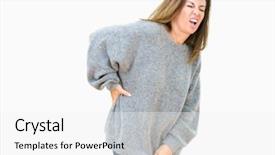  Presentation with back pain - Slide set with isolated background suffering of backache background and a white colored foreground