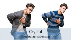  Presentation with back pain - PPT theme with isolated background suffering of backache background and a light blue colored foreground