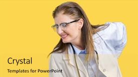  Presentation with back pain - Presentation design consisting of isolated background suffering of backache background and a yellow colored foreground