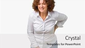 Presentation with back pain - Audience pleasing presentation theme consisting of isolated background suffering of backache backdrop and a white colored foreground