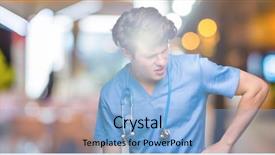  Presentation with medical robot hand and doctor - Slide deck with isolated background suffering of backache background and a light blue colored foreground