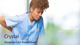  Presentation with doctor african - Beautiful slides featuring isolated background suffering of backache backdrop and a light blue colored foreground