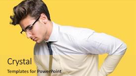  Presentation with back pain - Slides having isolated background suffering of backache background and a yellow colored foreground