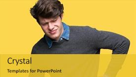 Presentation with kidneys pain or lower back - Slide set having isolated background suffering of backache background and a yellow colored foreground