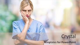  Presentation with nurse thinking - Theme consisting of isolated background thinking looking tired background and a  colored foreground