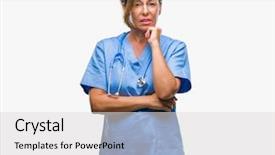  Presentation with nurse thinking - PPT layouts enhanced with isolated background thinking looking tired background and a  colored foreground