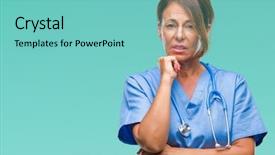  Presentation with nurse thinking - PPT layouts enhanced with isolated background thinking looking tired background and a  colored foreground