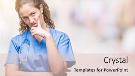  Presentation with nurse thinking - Audience pleasing PPT theme consisting of isolated background thinking looking tired backdrop and a  colored foreground