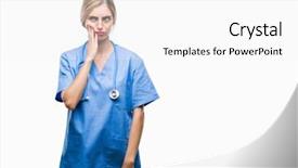  Presentation with nurse thinking - Audience pleasing PPT theme consisting of isolated background thinking looking tired backdrop and a  colored foreground
