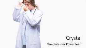  Presentation with beautiful young woman getting face - Beautiful PPT theme featuring feeling fatigue and headache stress backdrop and a white colored foreground