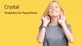  Presentation with protected hearing ear plugs - Beautiful PPT layouts featuring isolated background trying to hear backdrop and a  colored foreground