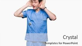  Presentation with medical ear - PPT layouts featuring isolated background trying to hear background and a  colored foreground