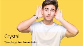  Presentation with hearing - Cool new slide deck with isolated background trying to hear backdrop and a yellow colored foreground