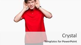  Presentation with young man wearing a hat - Beautiful presentation design featuring isolated background trying to hear backdrop and a  colored foreground