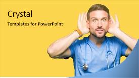  Presentation with medical ear - Presentation theme consisting of isolated background trying to hear background and a  colored foreground