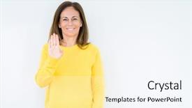  Presentation with welcome back friend - PPT theme featuring isolated background waiving saying hello background and a sky blue colored foreground