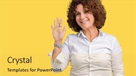  Presentation with businees - PPT layouts consisting of isolated background waiving saying hello background and a yellow colored foreground