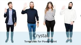  Presentation with cartoon black white people - Amazing PPT theme having isolated background waiving saying hello backdrop and a light blue colored foreground