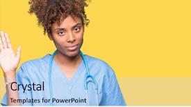 Presentation with doctor african - Audience pleasing PPT theme consisting of isolated background waiving saying hello backdrop and a light blue colored foreground