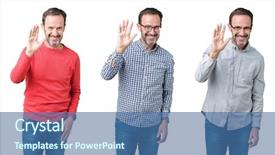  Presentation with collage - Slide set consisting of isolated background waiving saying hello background and a ocean colored foreground