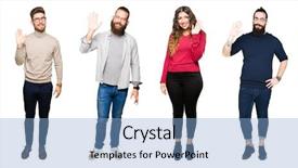  Presentation with people collage - Amazing slide set having isolated background waiving saying hello backdrop and a light blue colored foreground