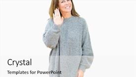  Presentation with black women beautiful woman - PPT theme having isolated background waiving saying hello background and a white colored foreground