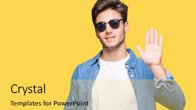  Presentation with saying - Audience pleasing slides consisting of isolated background waiving saying hello backdrop and a yellow colored foreground