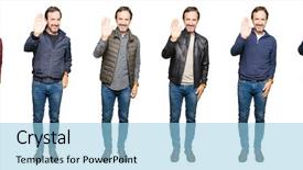  Presentation with collage - Colorful theme enhanced with isolated background waiving saying hello backdrop and a  colored foreground